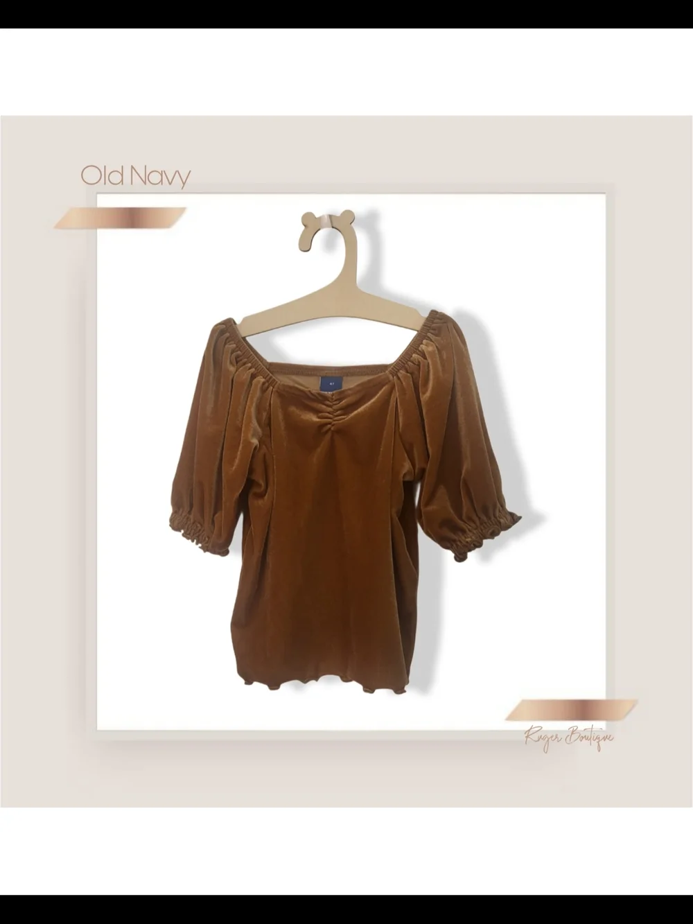 🌿Old Navy | 4T Tan Velvet Puff Sleeve Top Boho Cottagecore